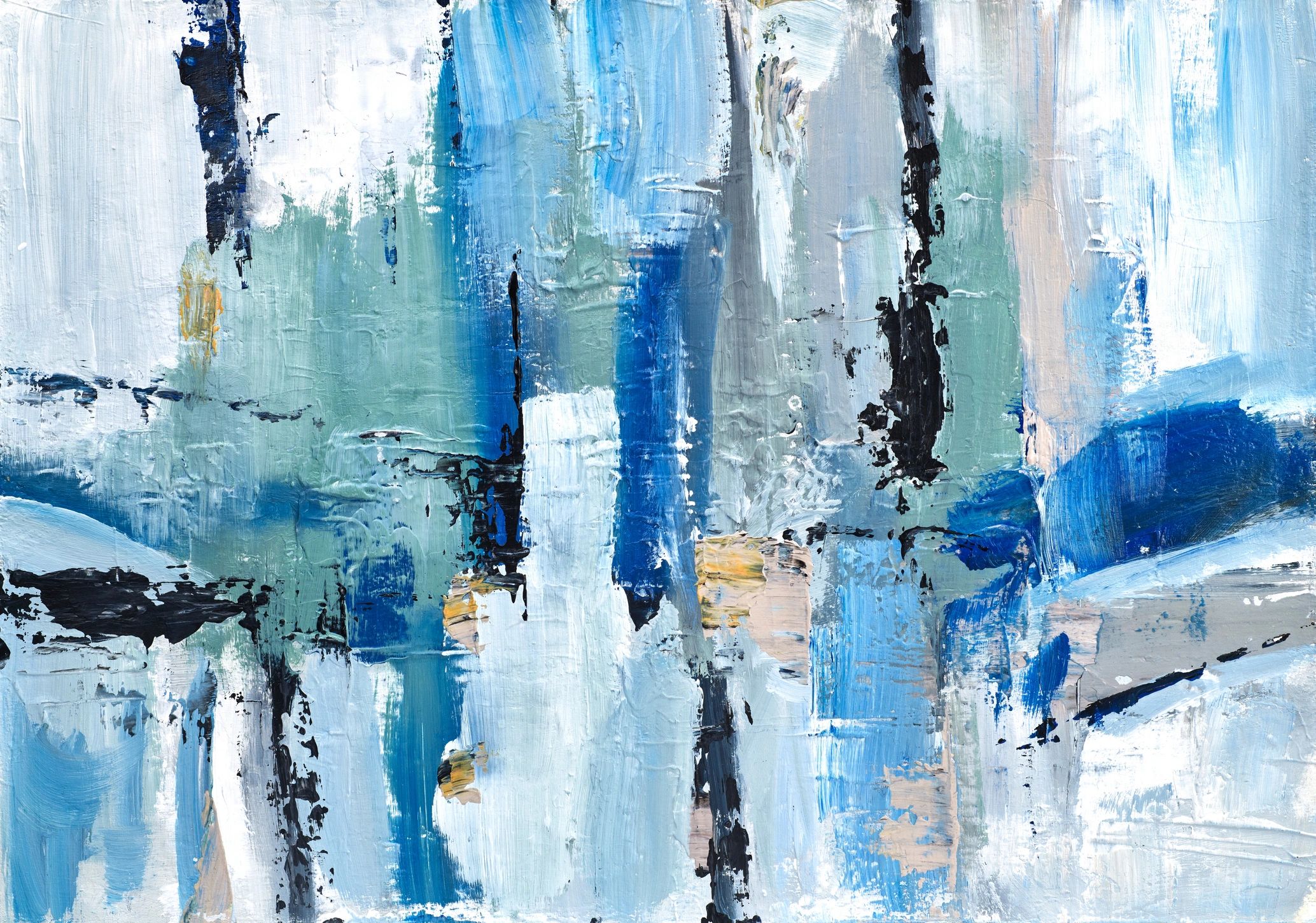 abstract art cool blues whites dreamy